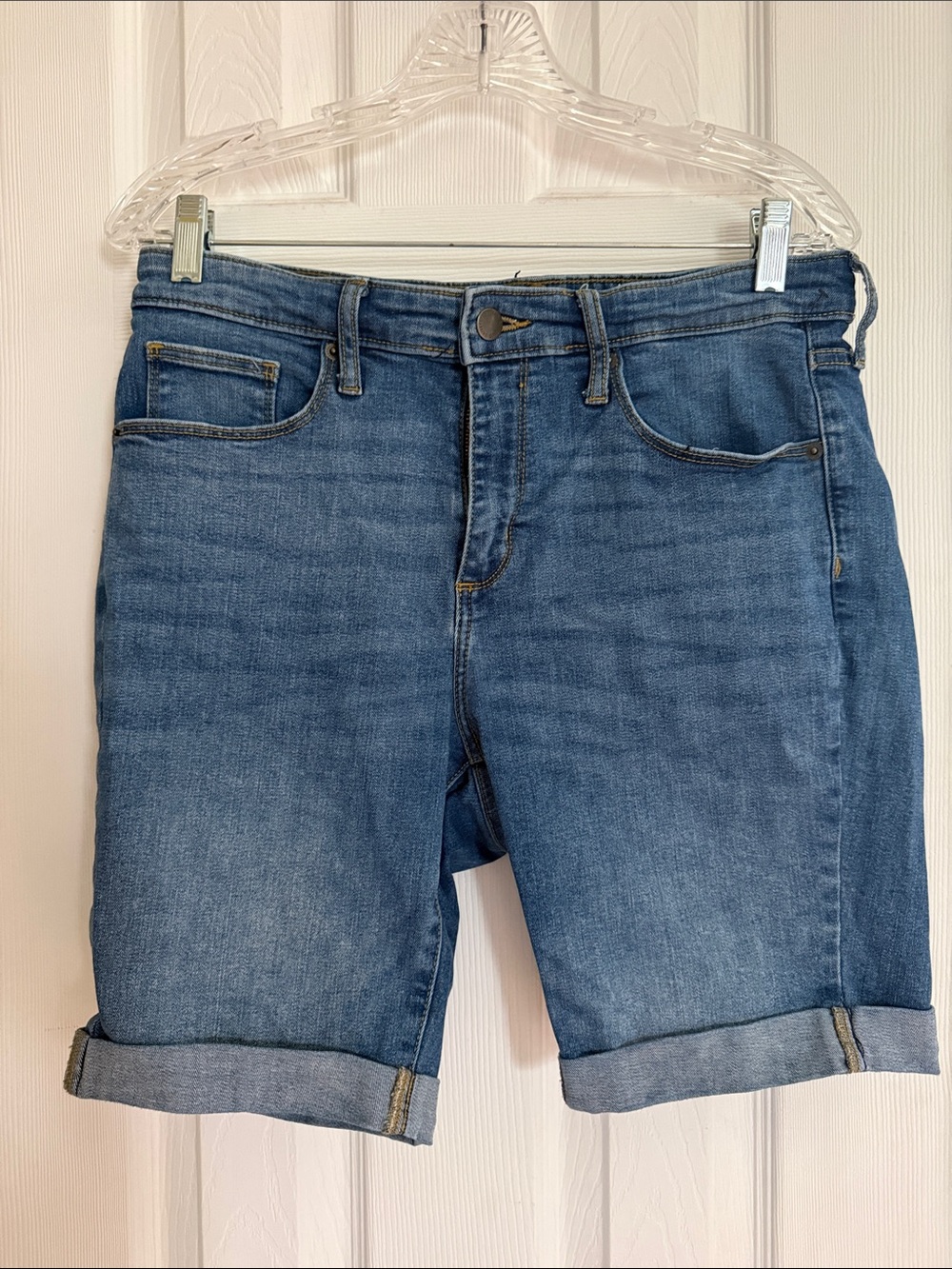 Classic Mid-Blue Denim Bermuda Shorts